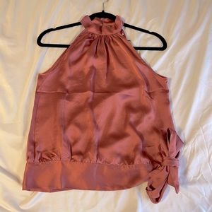 Rachel Zoe, pink key hole blouse with a side tie